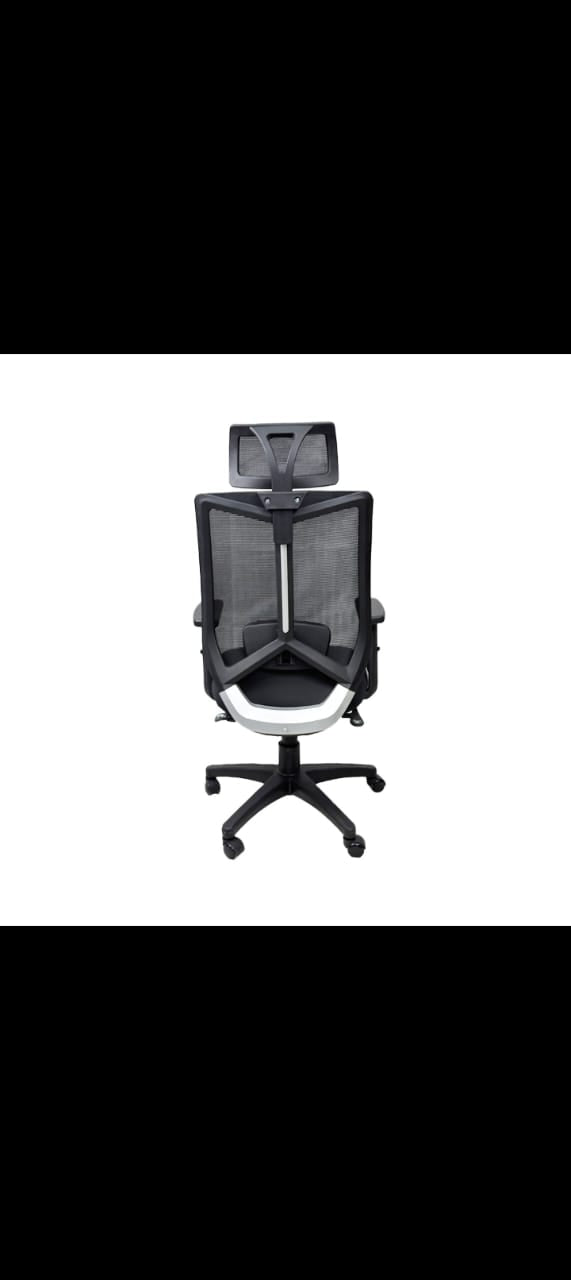 "Ergonomic Mesh Office Chair with Adjustable Headrest and Lumbar Support - Black"